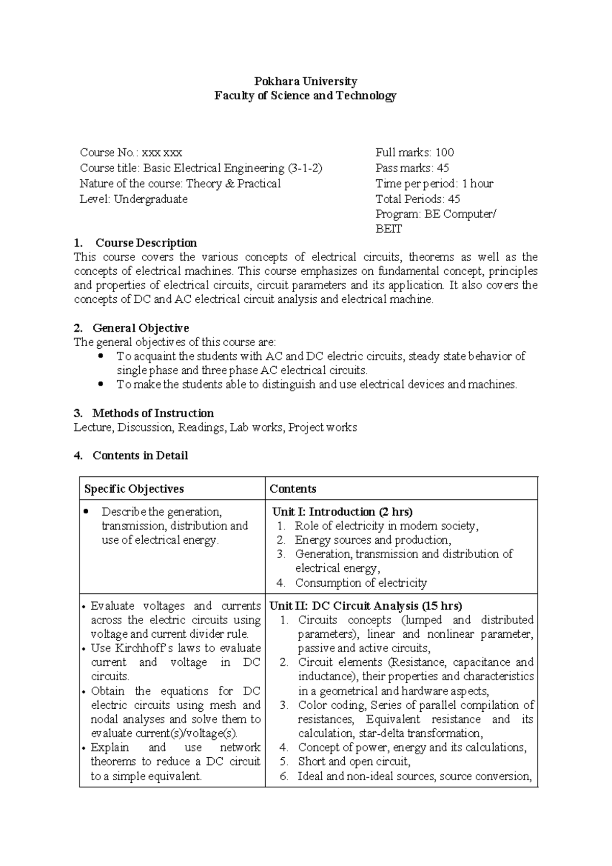 BASIC ELECTRICAL ENGINEERING POKHARA UNIVERSITY intelligence overview