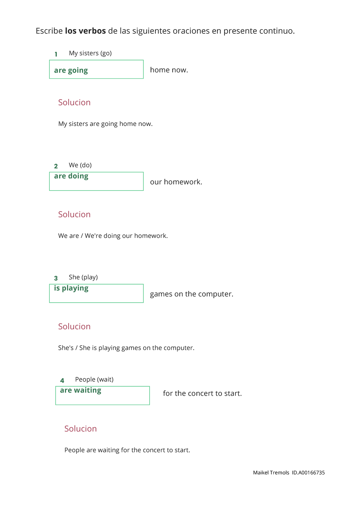 ESL 101 - Lesson on Possessive Adjectives and Present Continuous - Studocu