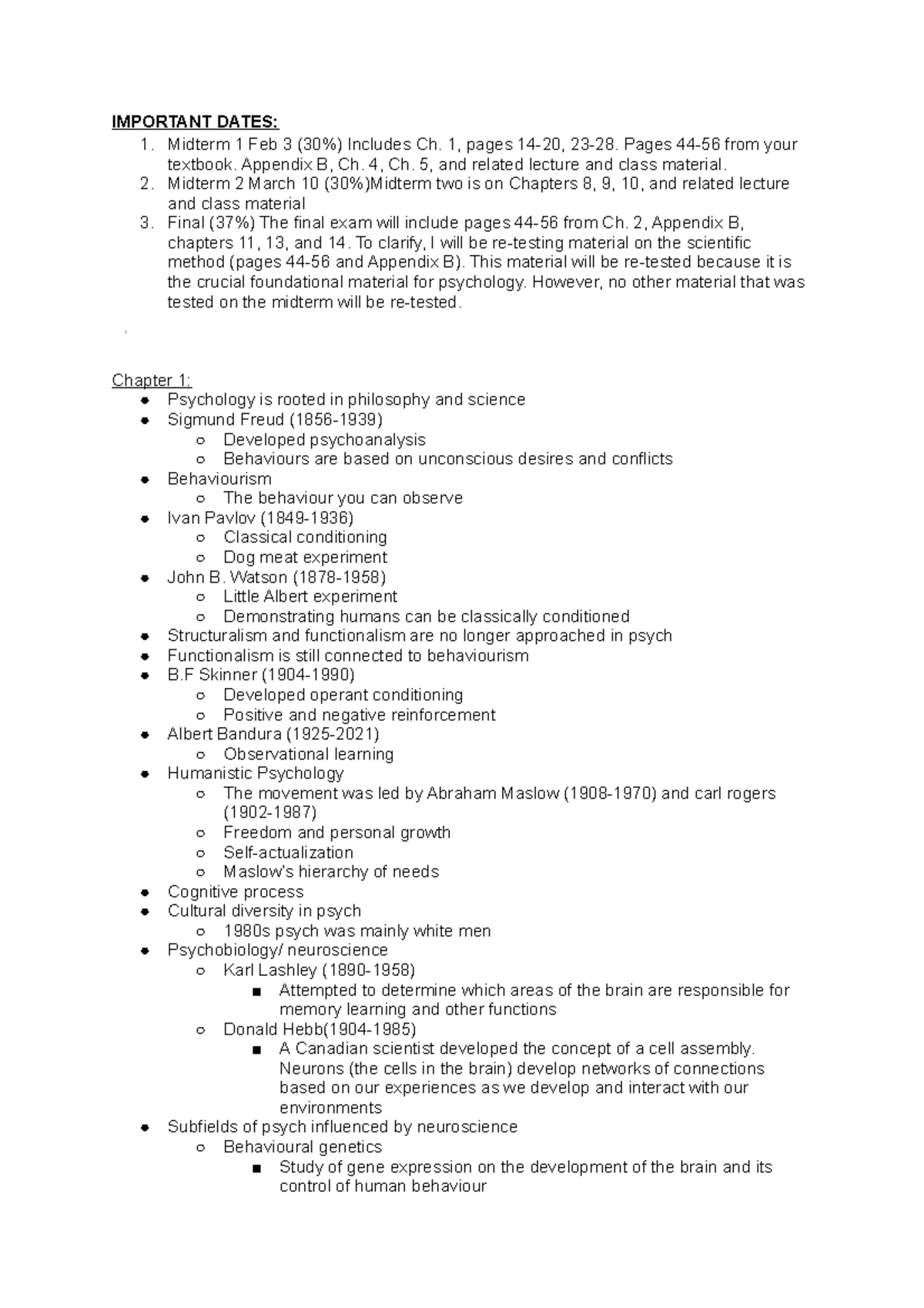 PS 102 - All lecture notes from slides shown in class as well as ...