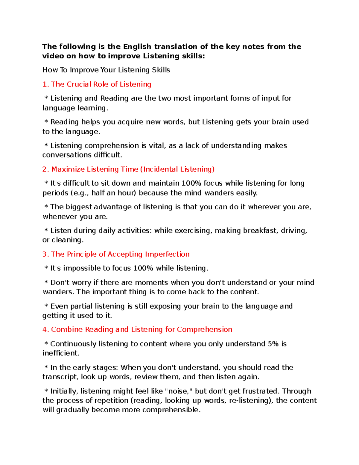 IELTS Listening: Key Notes on Improving Listening Skills - Studocu