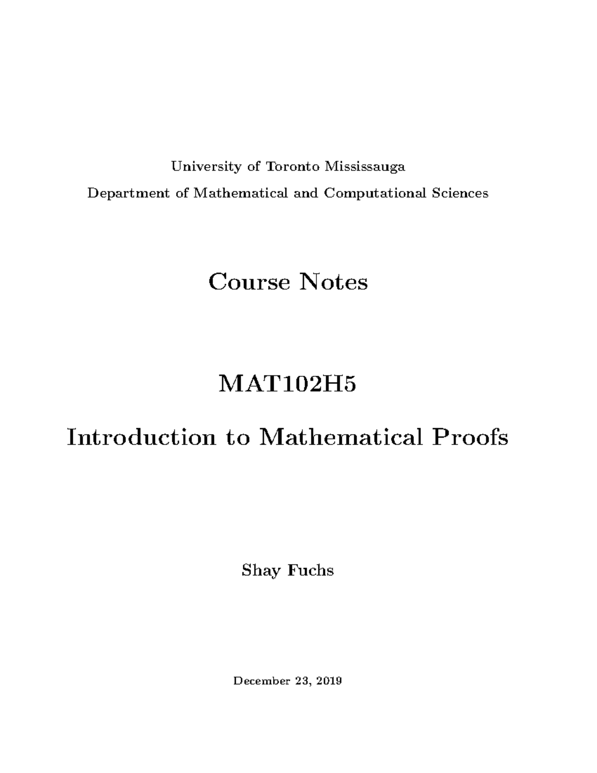 MAT102 Course Notes - University of Toronto Mississauga Department of ...