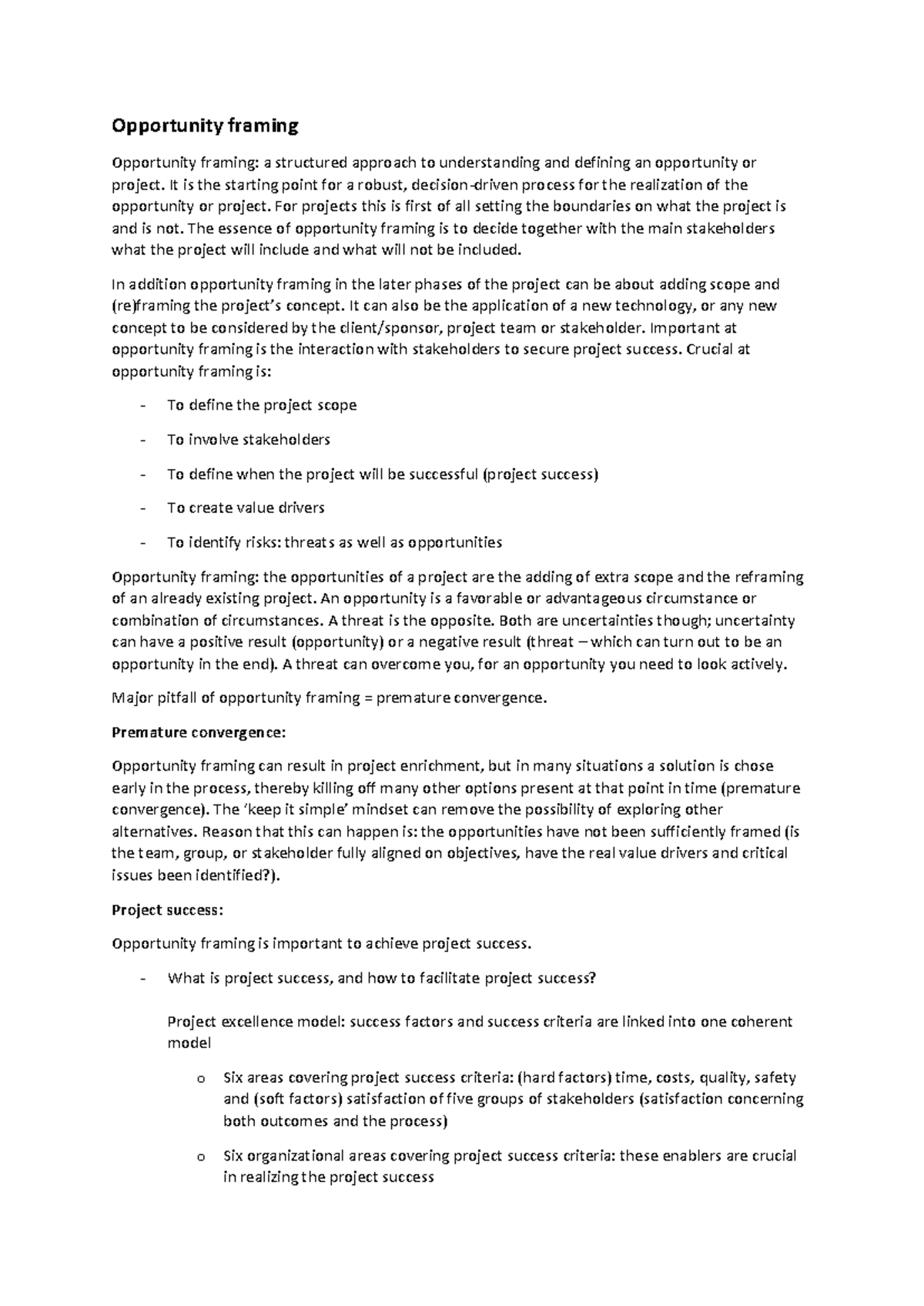 Opportunity Framing & Risk Management Strategies in Projects - Studeersnel