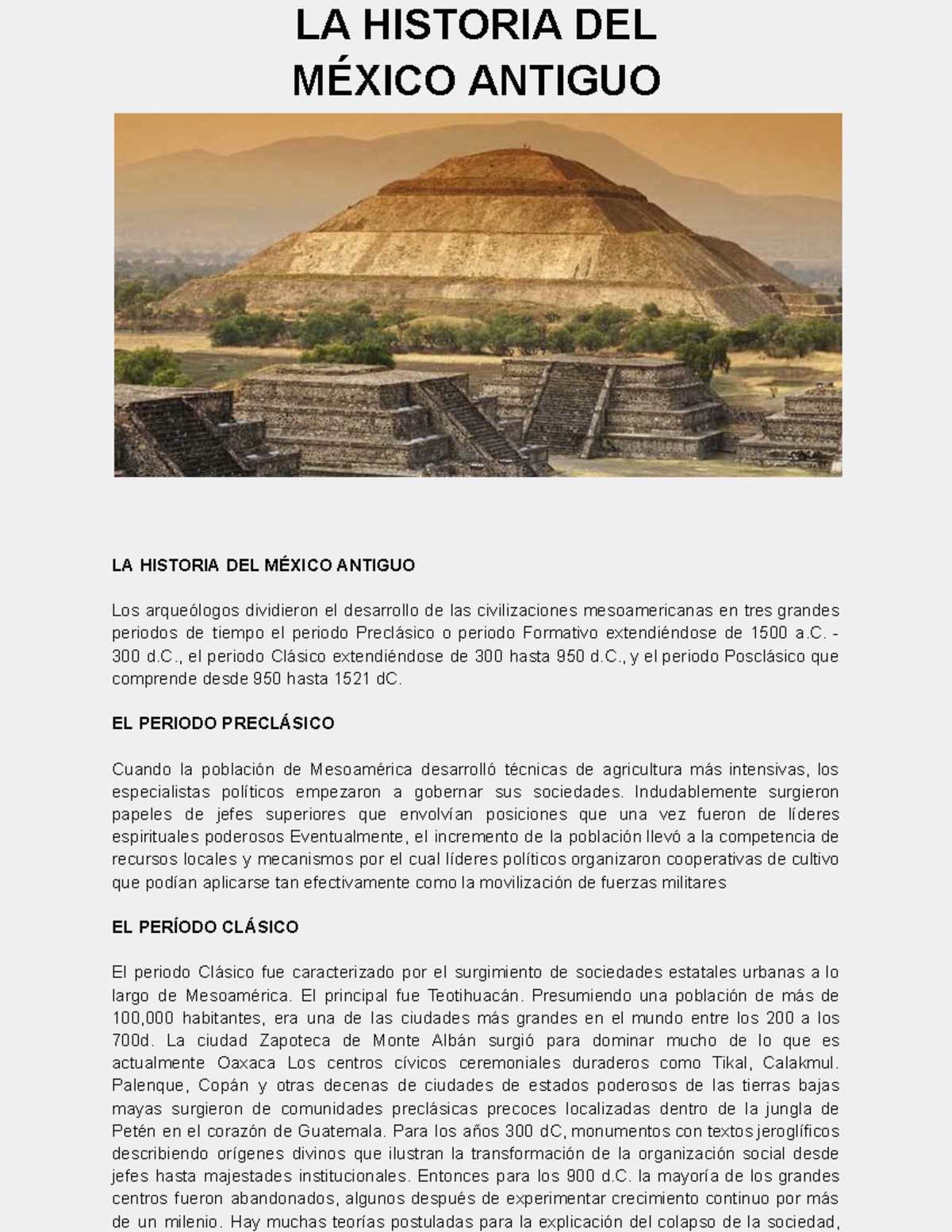 Historia de las Civilizaciones Mesoamericanas: México Antiguo - Studocu