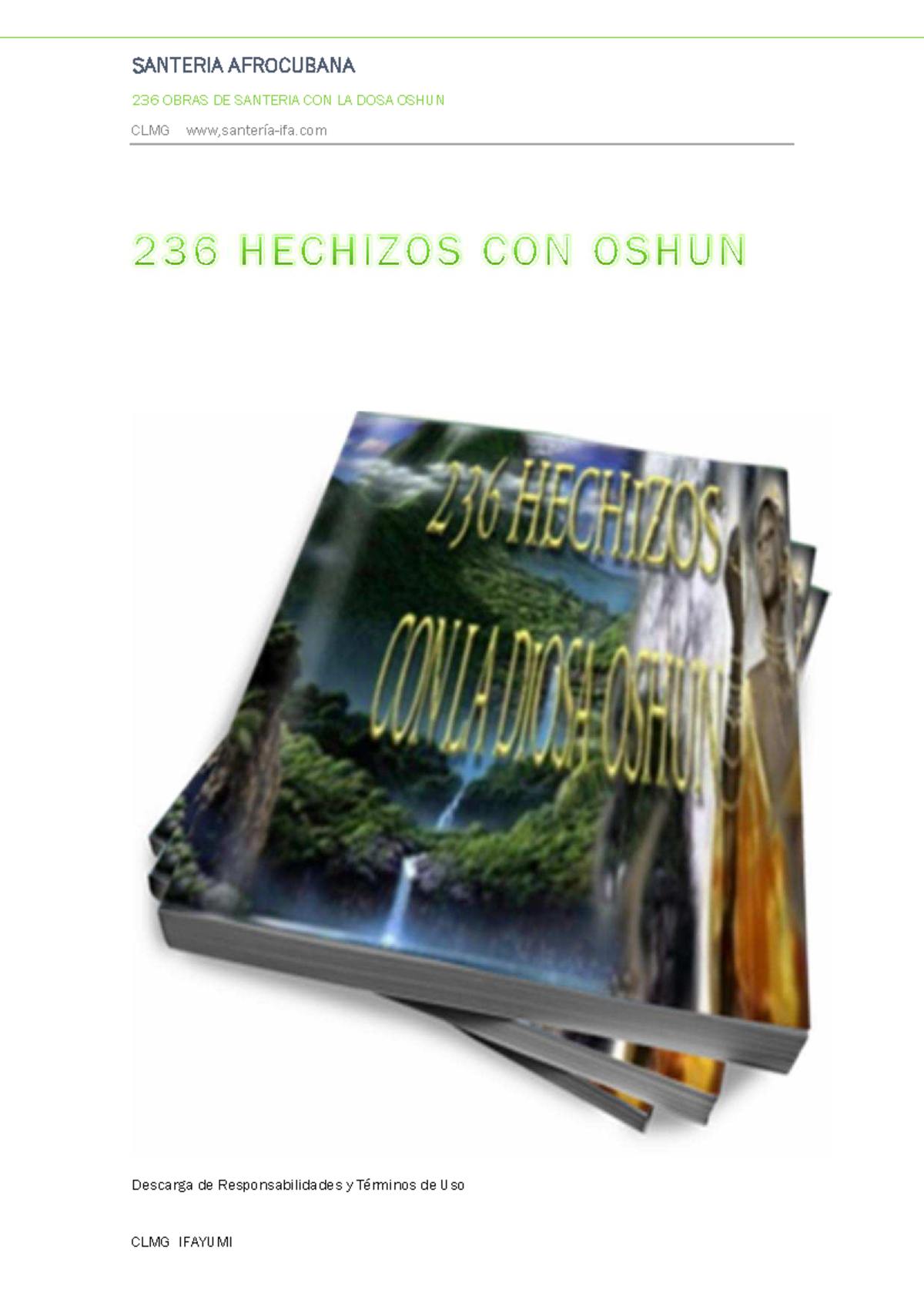 236 Hechizos de Santería con Oshun - CLMG Ifayumi - Document Preview
