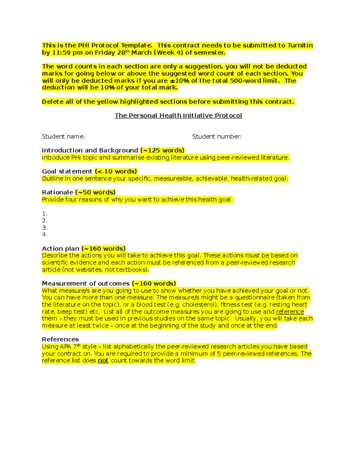 PHI Report Template: Personal Health Initiative Structure & Guidelines ...