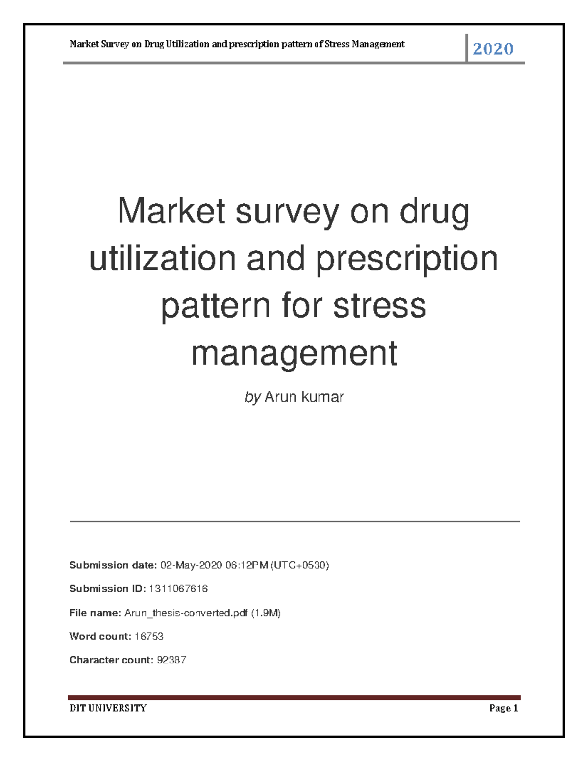 Market Survey on Drug Utilization & Prescription Patterns for Stress ...