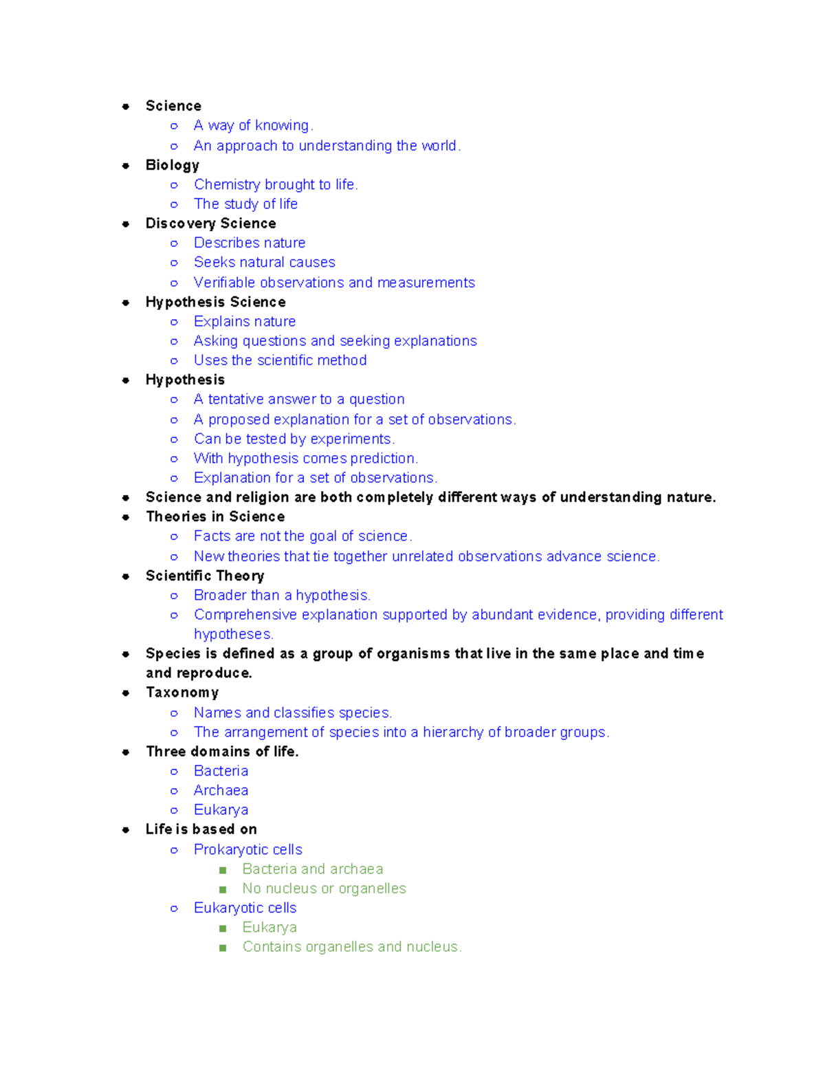 Ch 1 Notes - Science A way of knowing. An approach to understanding the ...
