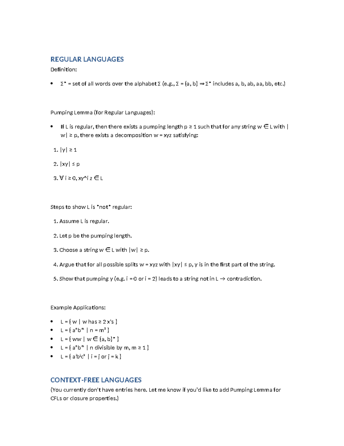 Theory Study Guide: Regular Languages & Turing Machines (Final Exam ...