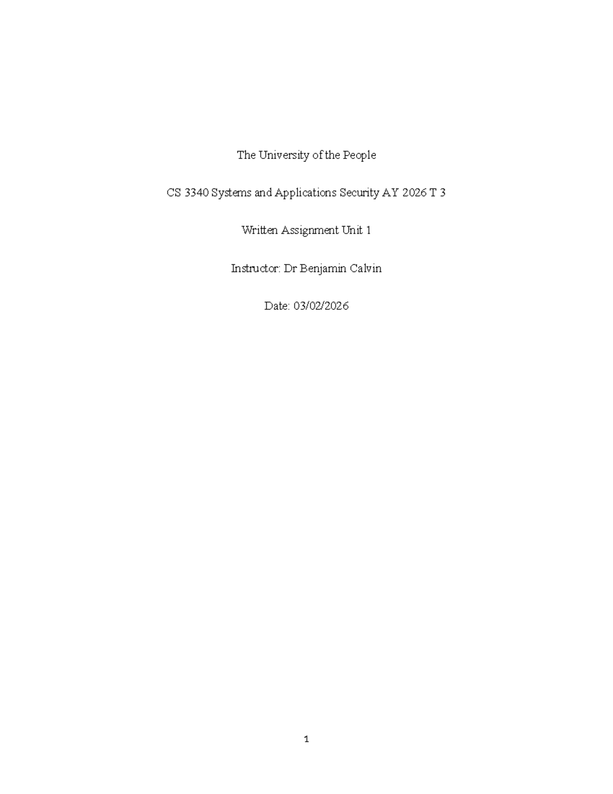 CS 3340 Written Assignment Unit 1: The CIA Triad in Cybersecurity - Studocu