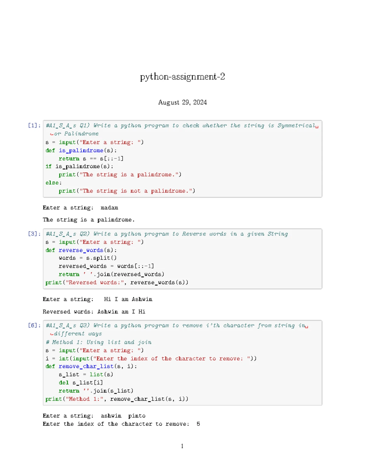 Vertopal.com Python assignment 2 - #A1_S_A_s Q1) Write a python program ...