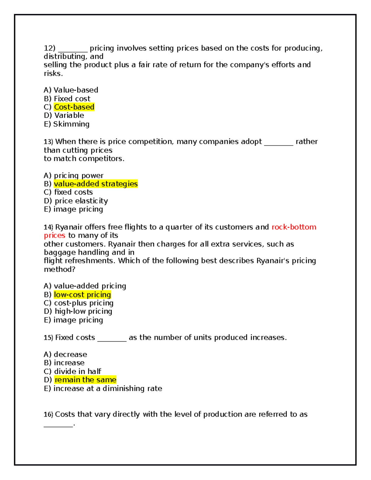 Chapter 10 - Section 2: Pricing Strategies and Cost Analysis - Studocu