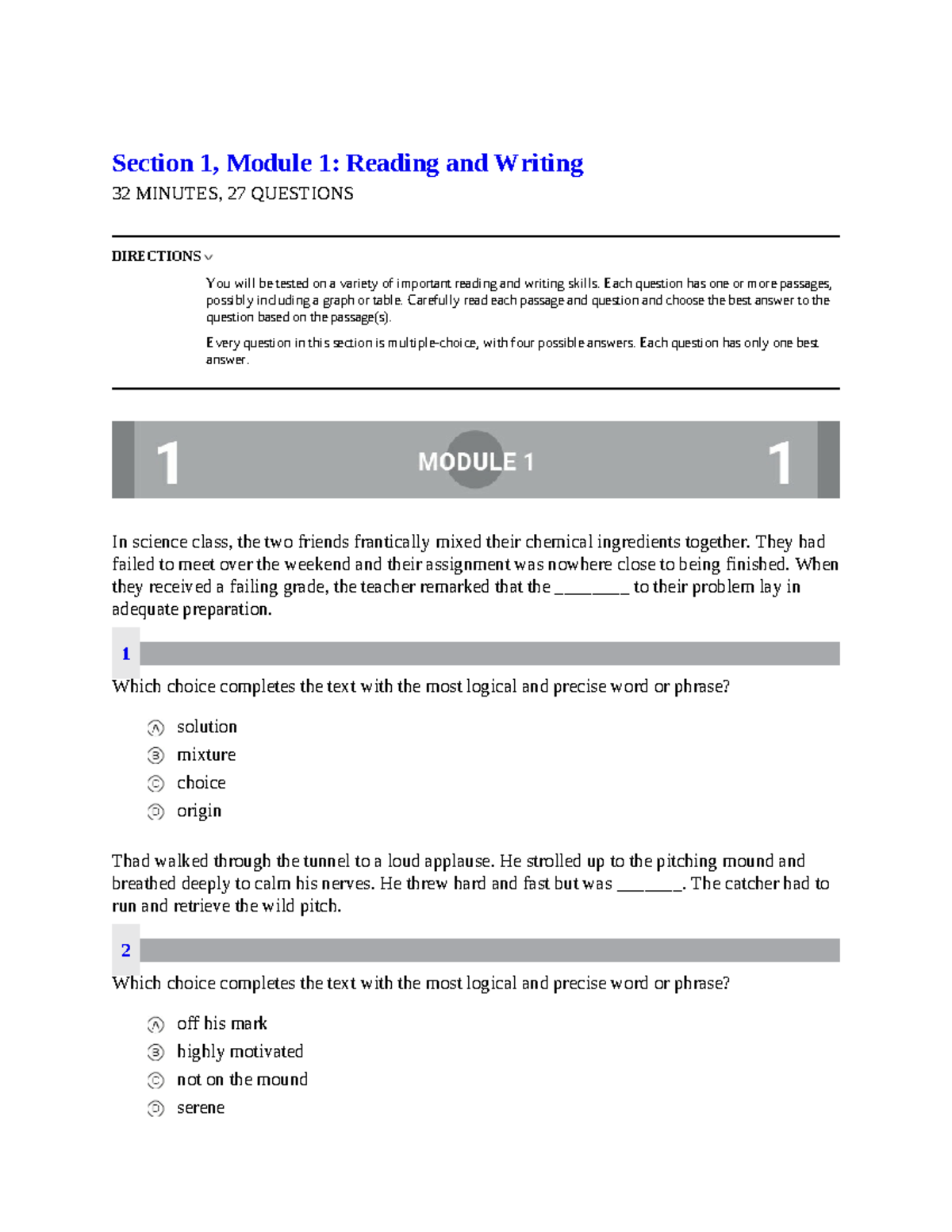 Practice Test 5 - Reading and Writing Skills Assessment - Studocu