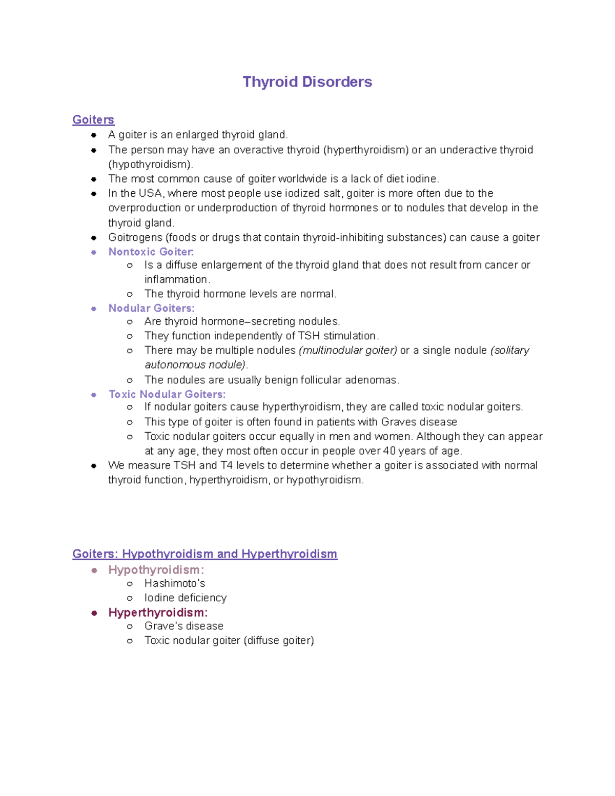 Nursing Care Notes on Thyroid Disorders: Goiters & Hormonal Imbalances ...