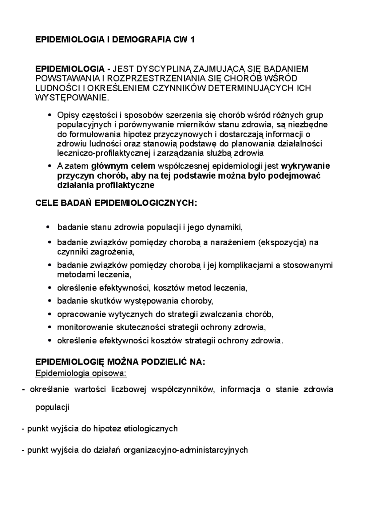 Podstawowe pojęcia z zakresu epidemiologii i demografii - EPIDEMIOLOGIA