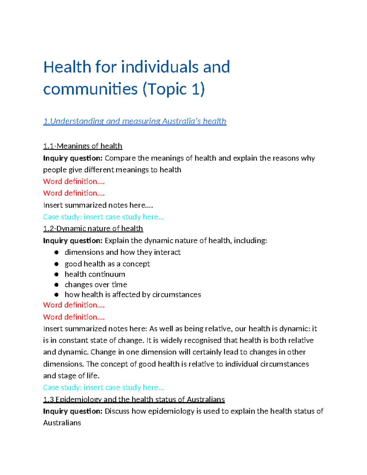 Year 11 HMS - Health and Movement Study Notes - Studocu