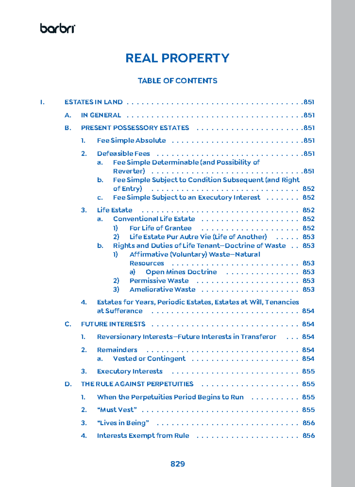 Barbri Real Property Outline - Comprehensive Study Guide for Exam - Studocu