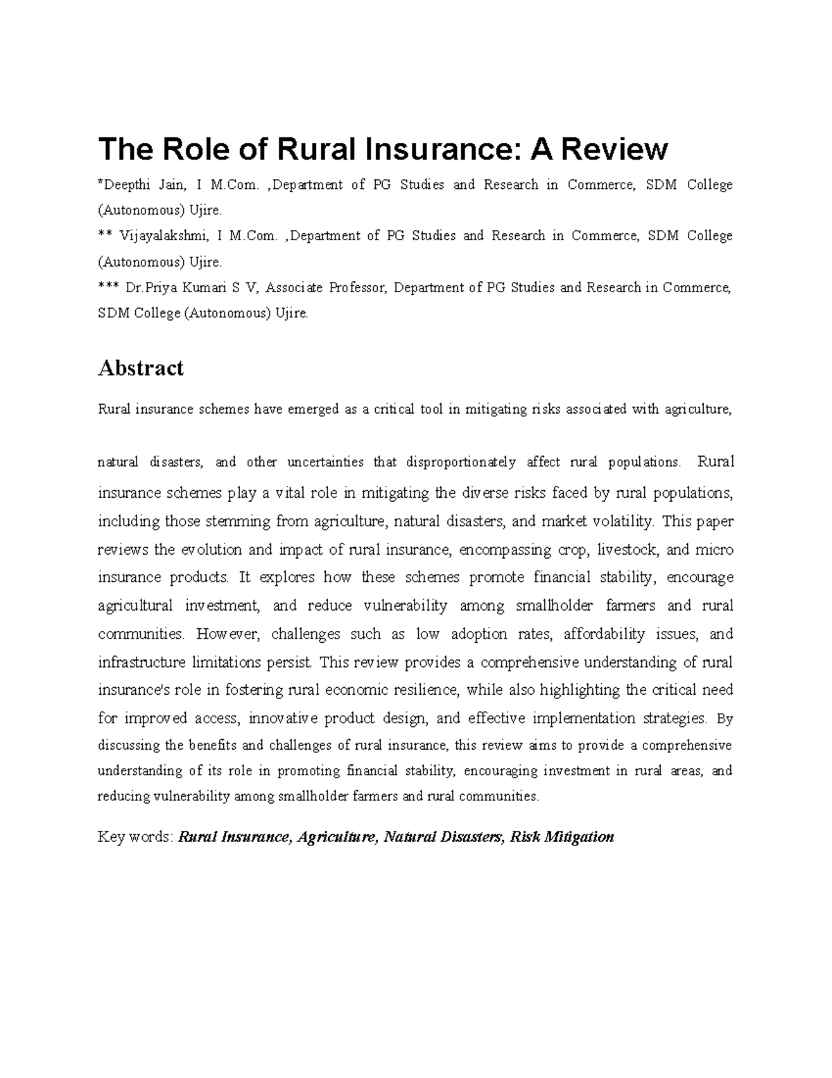 M.Com. Rural Insurance Review: Benefits & Challenges in Agriculture ...