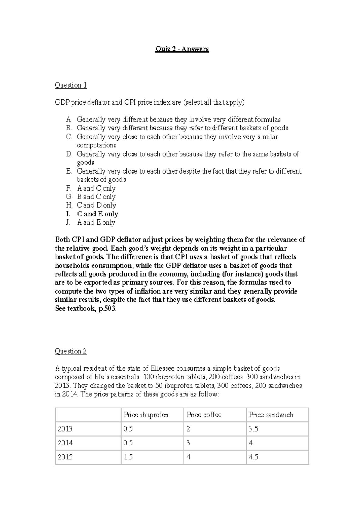EC100 Quiz 2 Answer Key & Explanations for Key Concepts - Studocu