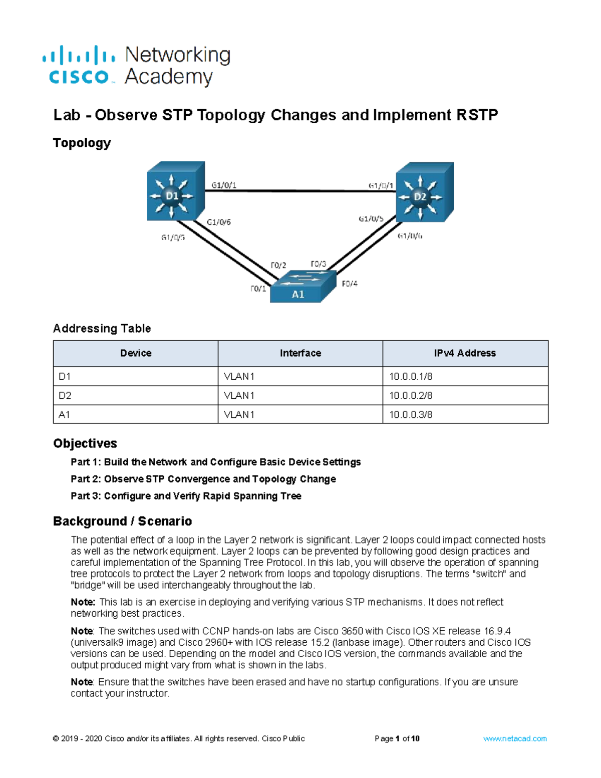 2.1.2 Lab - Observe STP Topology Changes and Implement RSTP - Topology ...