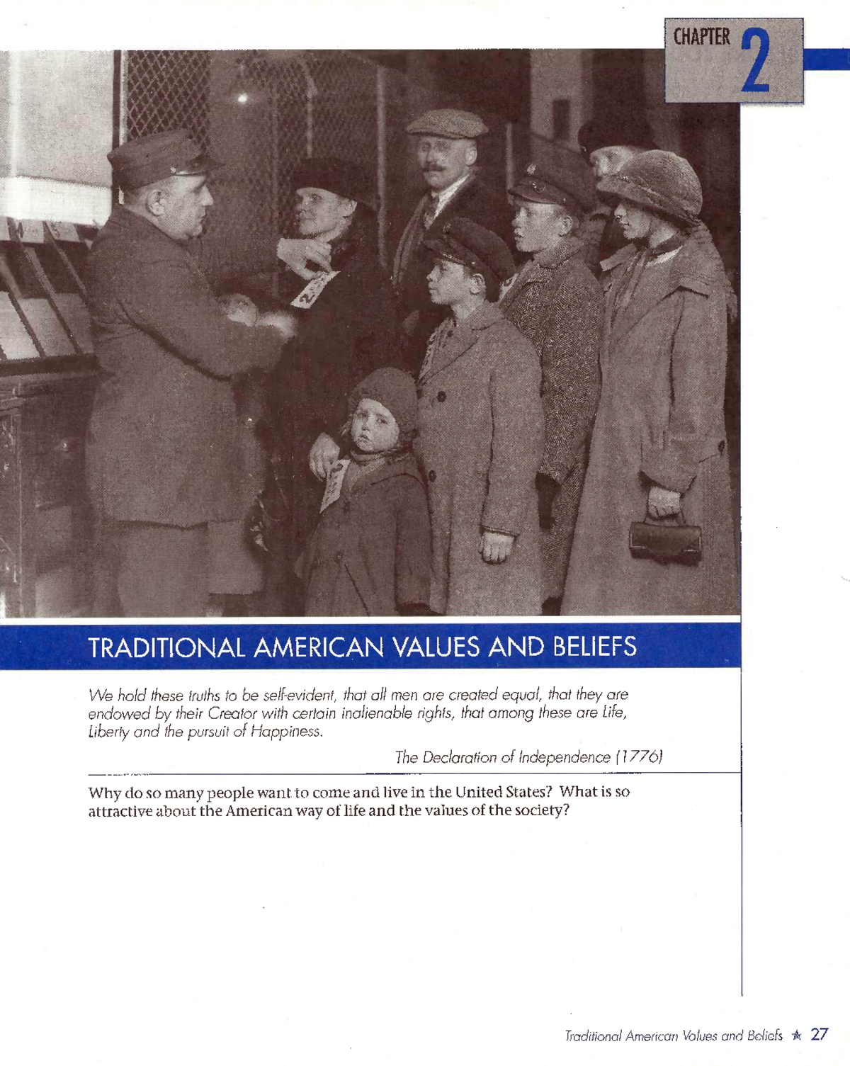 CHAPTER 2: TRADITIONAL AMERICAN VALUES AND BELIEFS IN CULTURAL CONTEXT ...