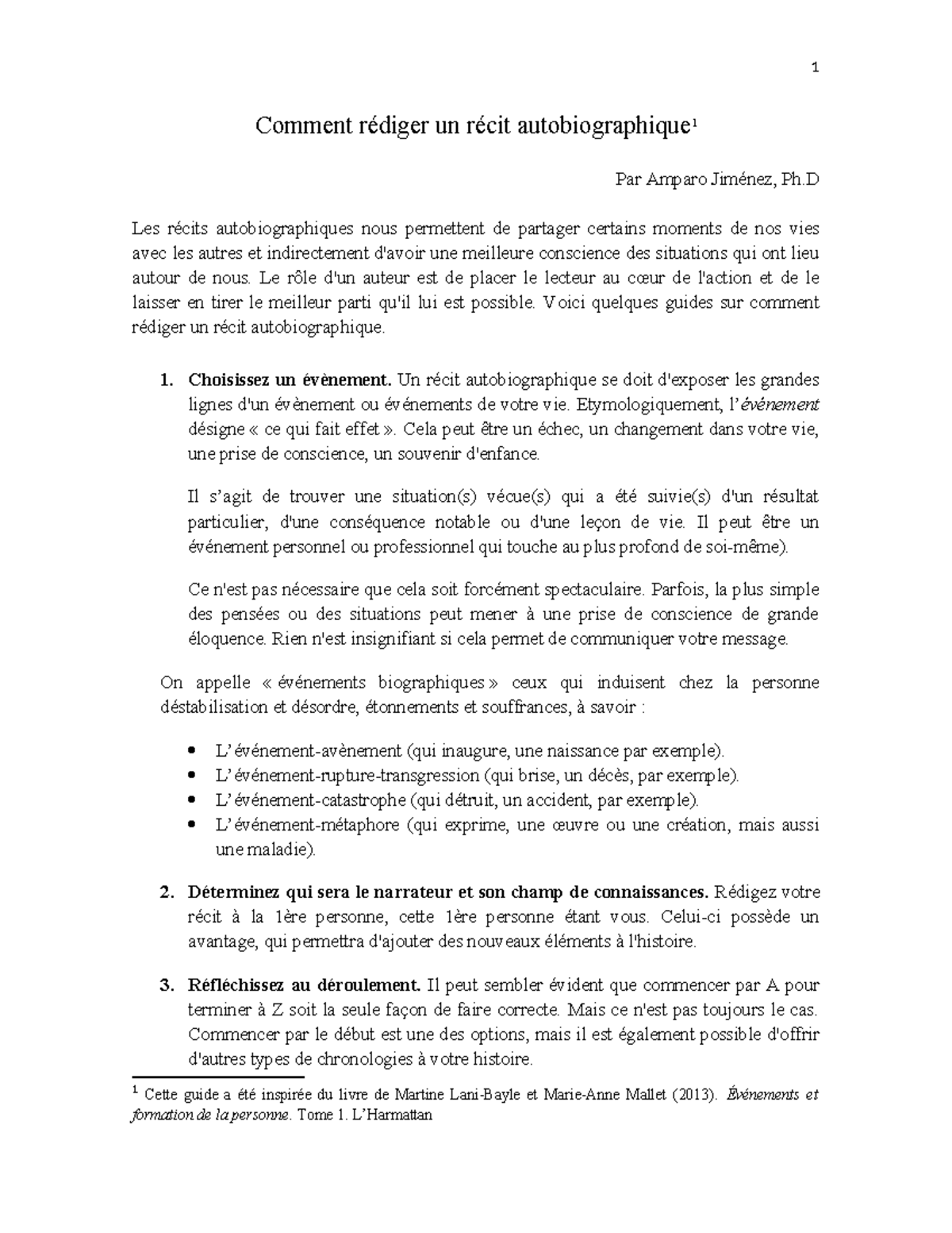 Comment re diger un re cit autobiographique - 1 Comment rédiger un ...