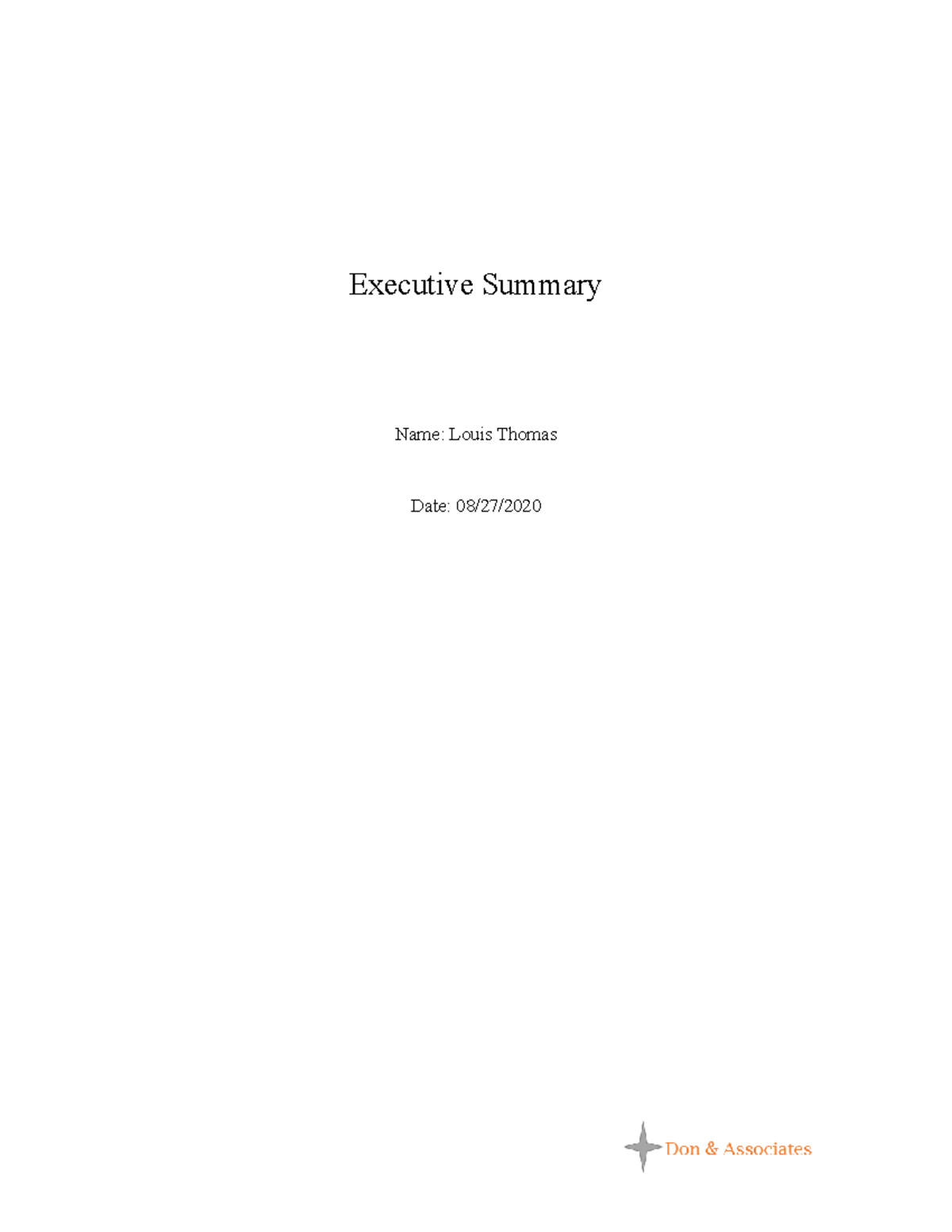 Executive Summary Template for Documentation and Reporting - Studocu