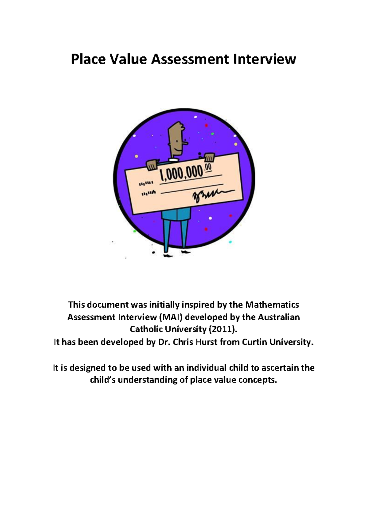 PVAI Place Value Assessment Interview Script 2021 - Studocu