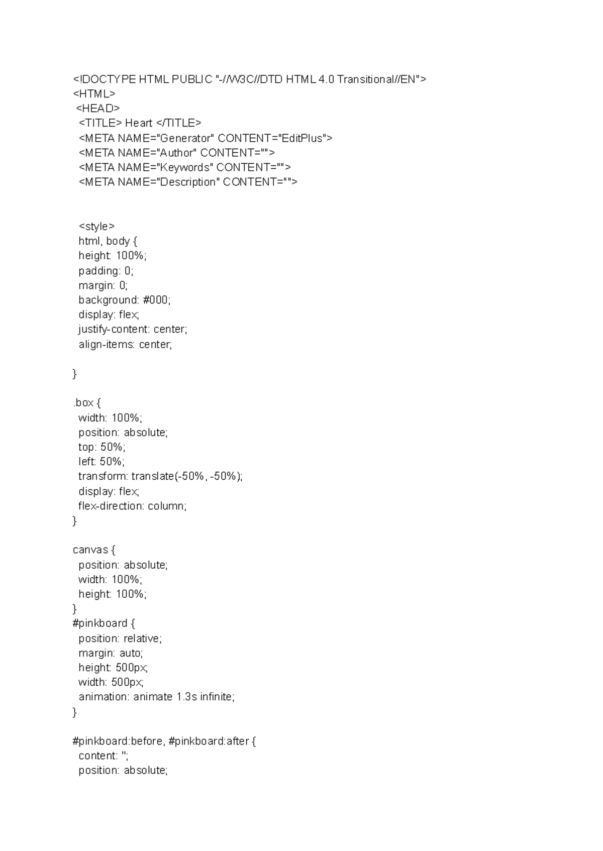 HTML 4.0 Particle Animation Code - CODE TRAI TIM CO ONG - Studocu