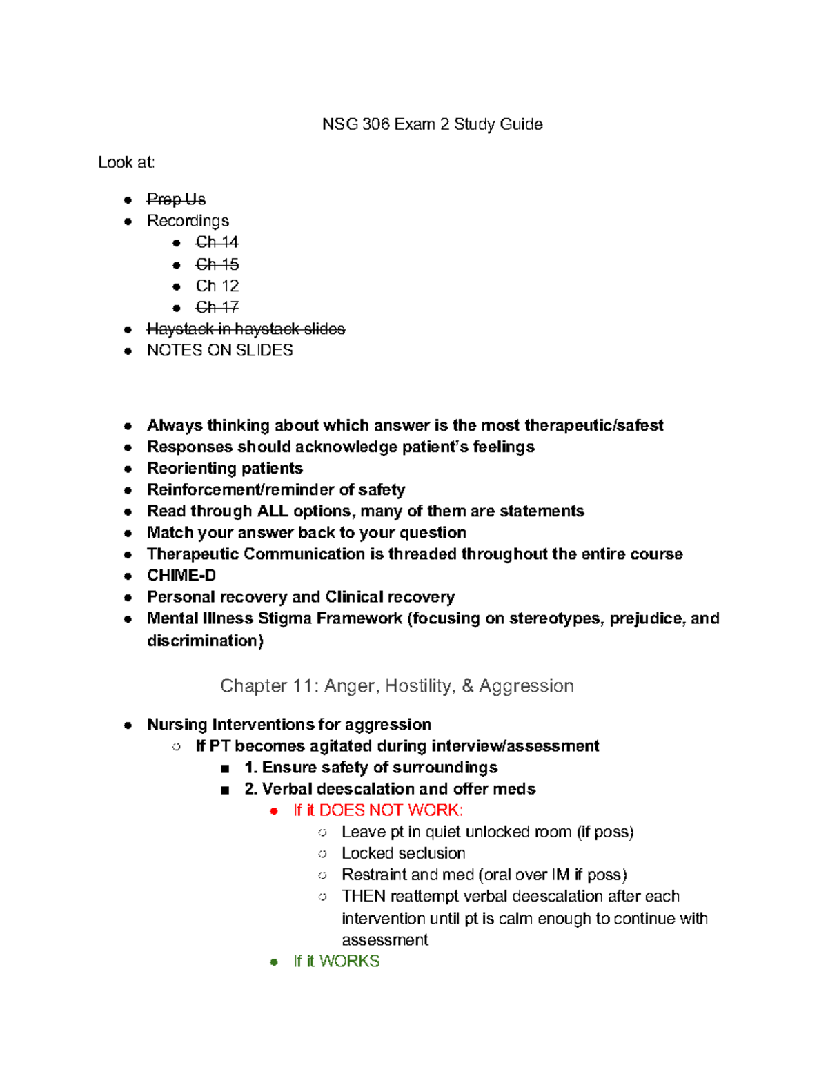 NSG 306 Exam 2 Comprehensive Study Guide for PSON - Studocu