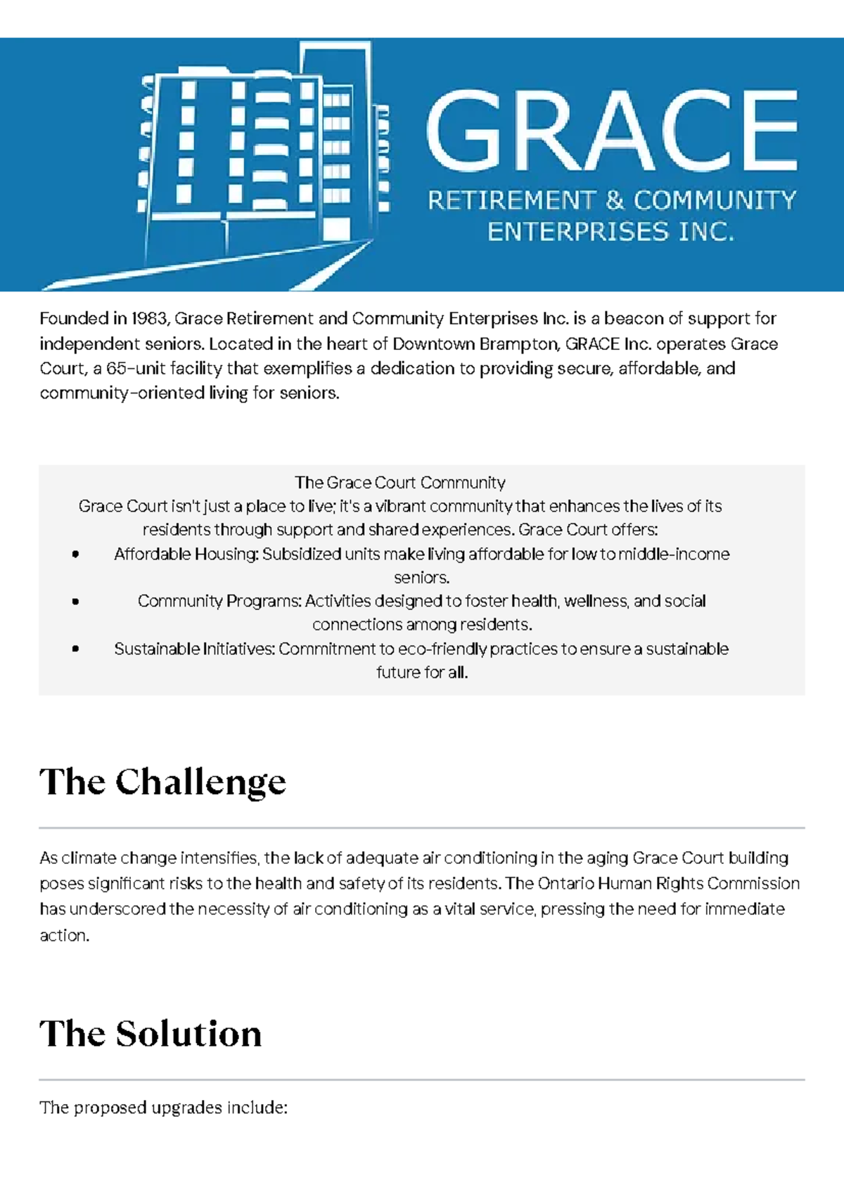 Project Plan for Grace Court Community Enhancements & Green Bond - Studocu