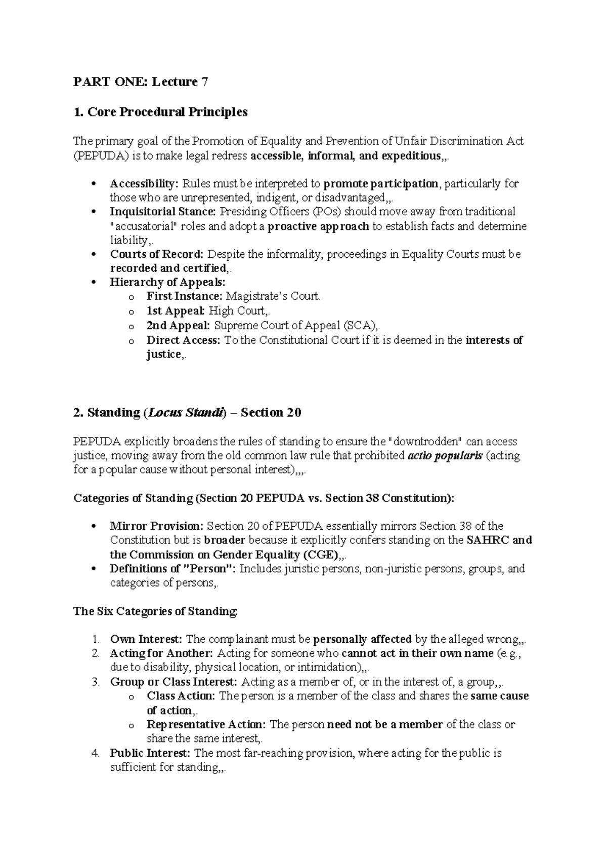 PEPUDA & Affirmative Action: Key Principles & Legal Frameworks - Studocu
