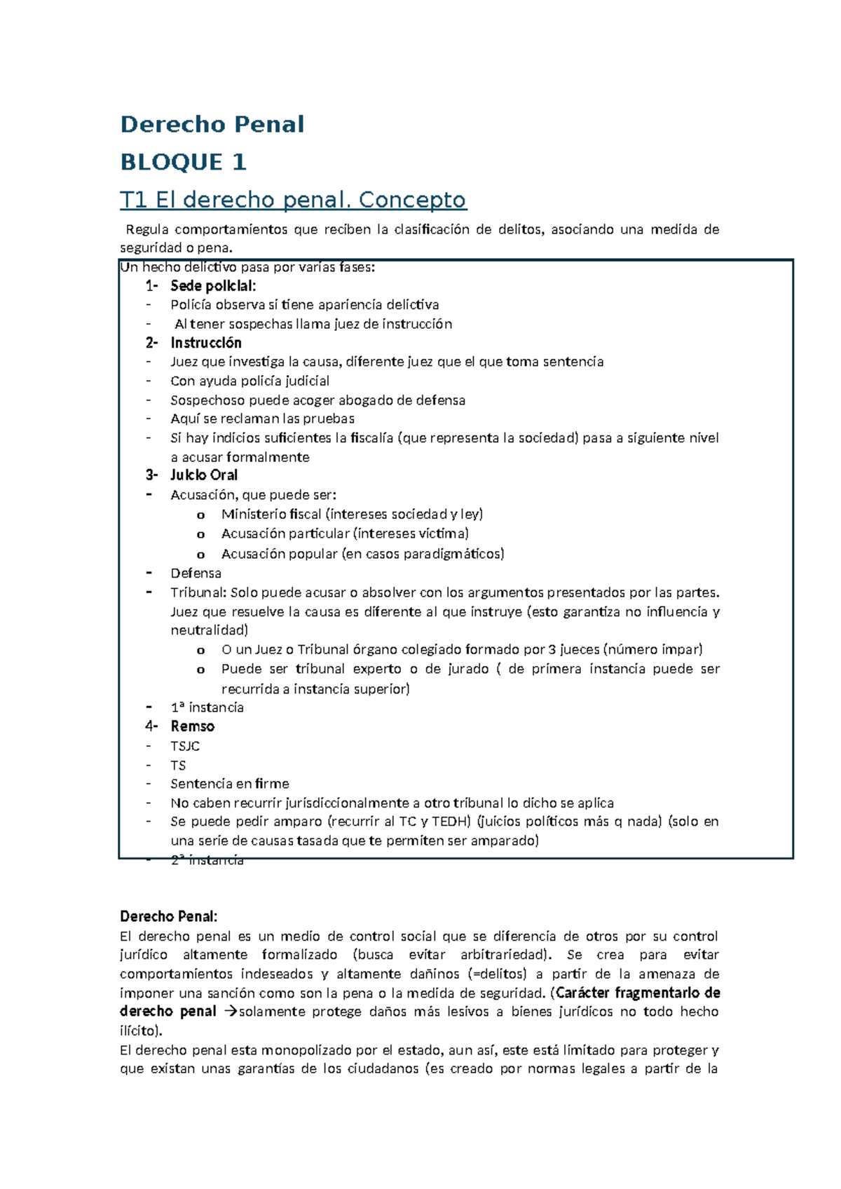 Derecho Penal T1: Conceptos y Estructura del Sistema Penal - Studocu