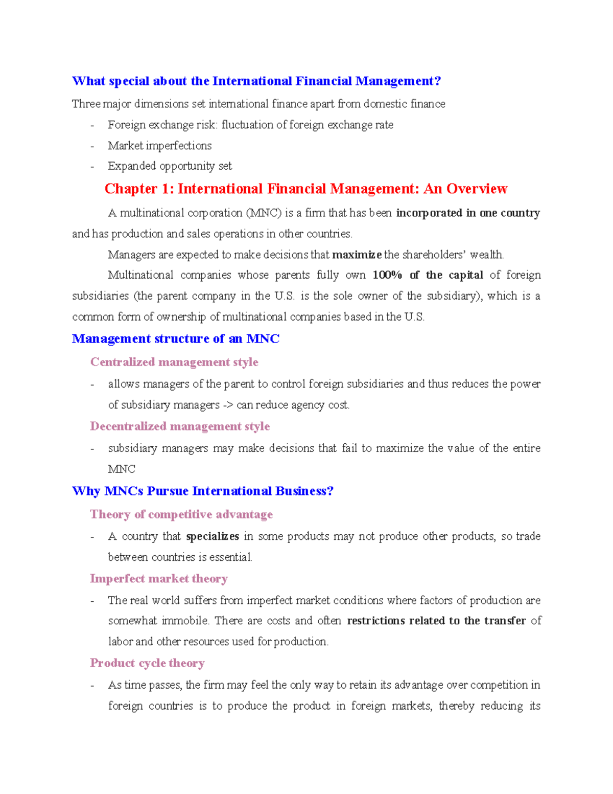 International Financial Management: Key Concepts and Insights - Studocu