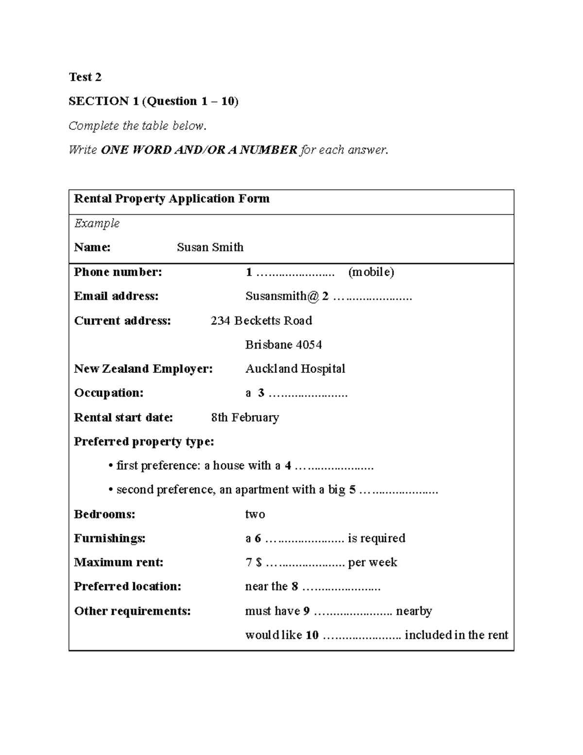 Test 2 - Rental Property Application & Family Centre Features - Studocu