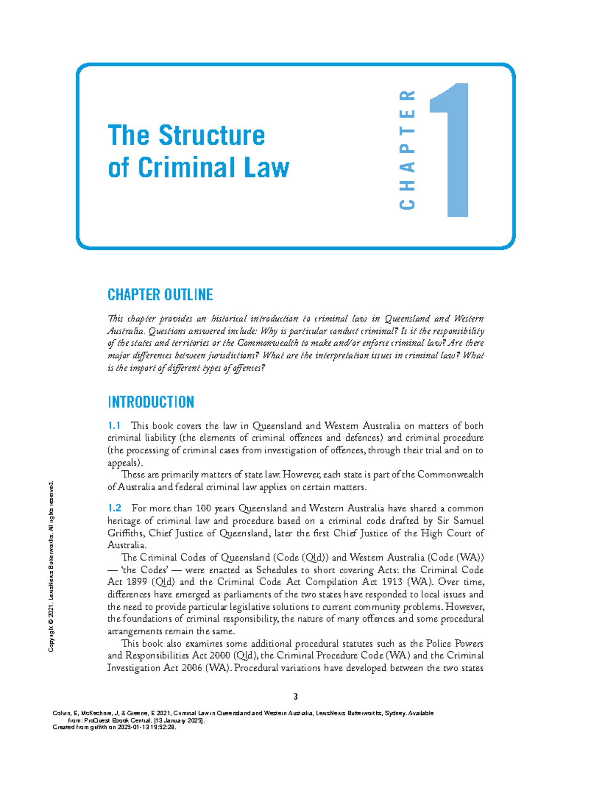 Ch1 (Criminal law in Queensland and Western Australia: Cases and ...