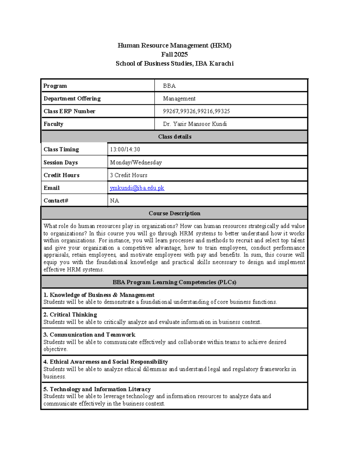 HRM 99267, 99326, 99216, 99325 Course Outline - Fall 2025 - Studocu