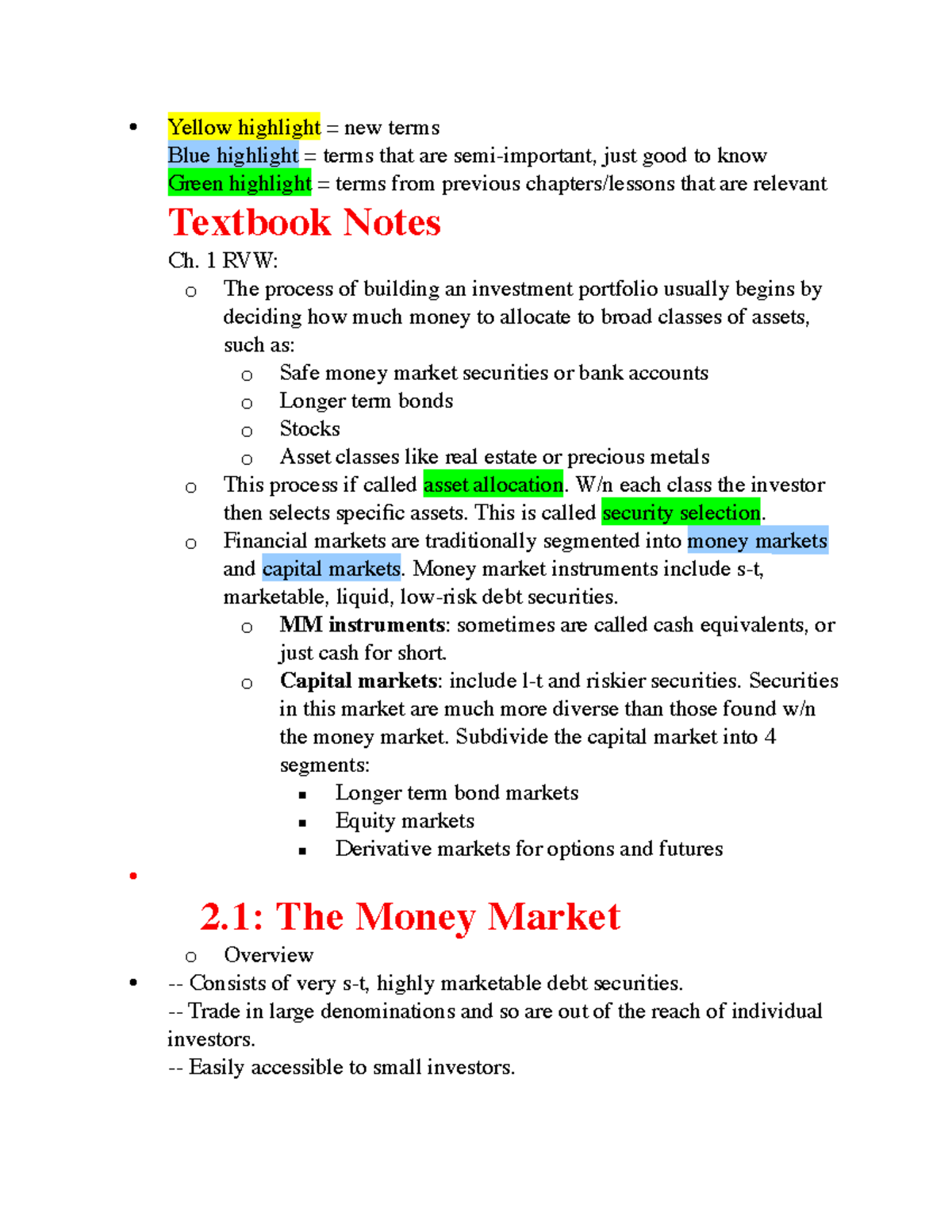 IAP: Ch. 2 Lecture Notes - Money Market Instruments Overview - Studocu