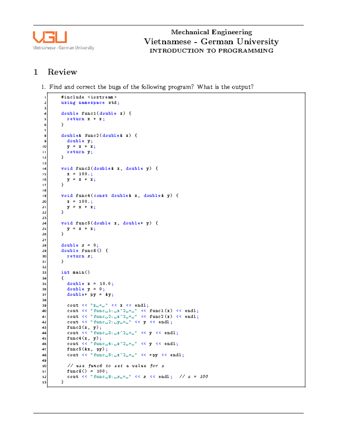 ME 101: Programming Function Practice and Bug Fixing - Studocu