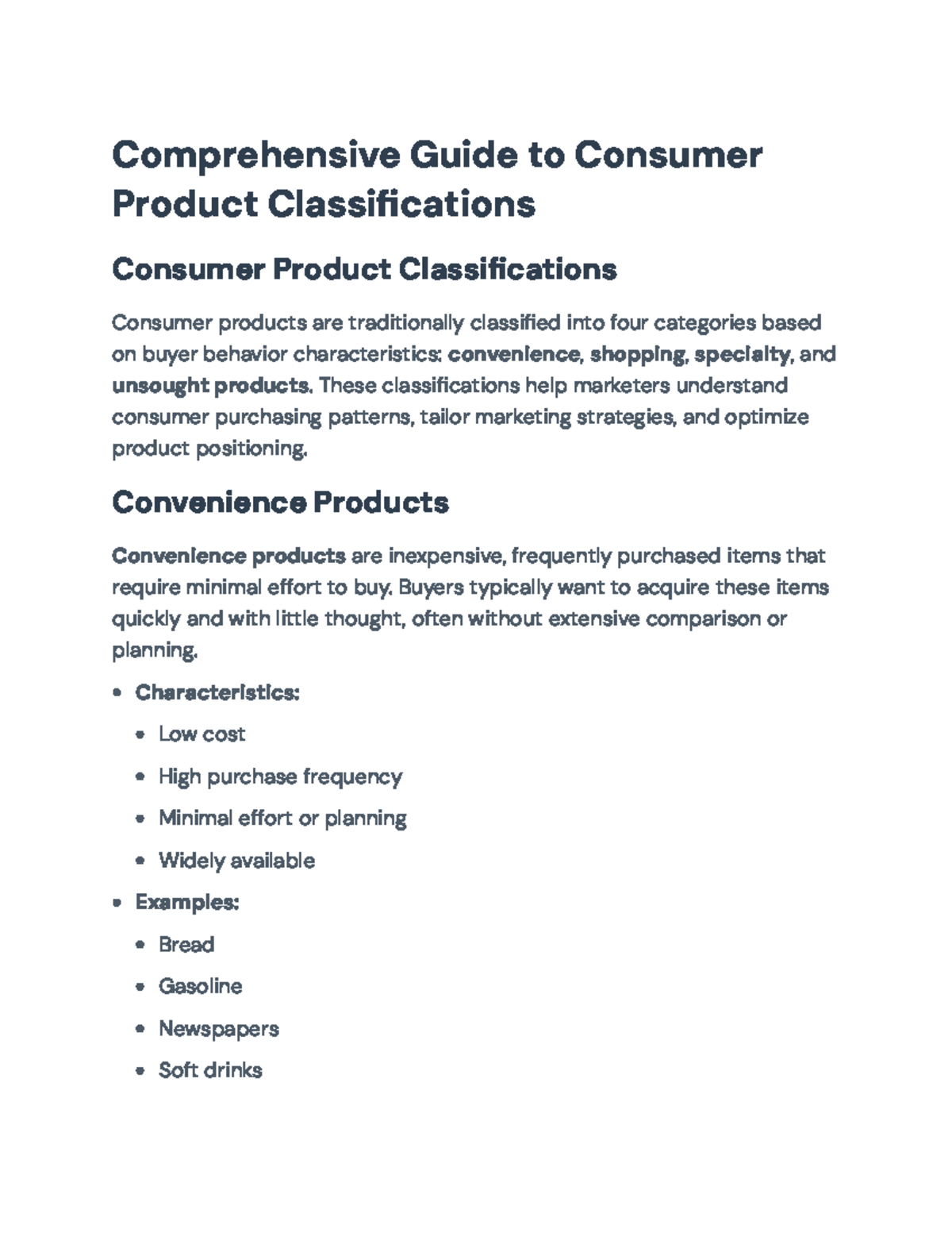 Consumer Product Classifications: A Comprehensive Overview - Studocu