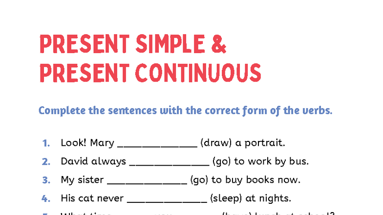 PRESENT SIMPLE & CONTINUOUS Grammar Worksheet - Studocu