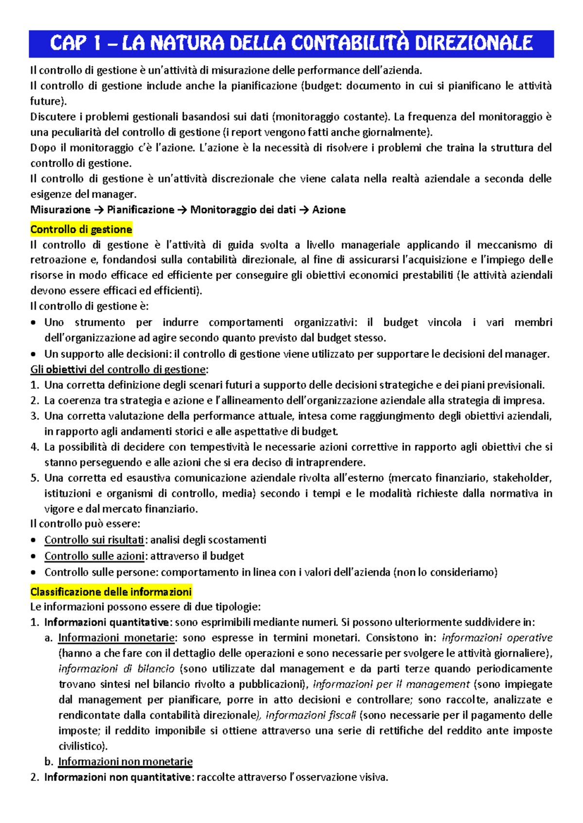 Analisi e Contabilità dei Costi - cap 1-4 - Il controllo di gestione è ...