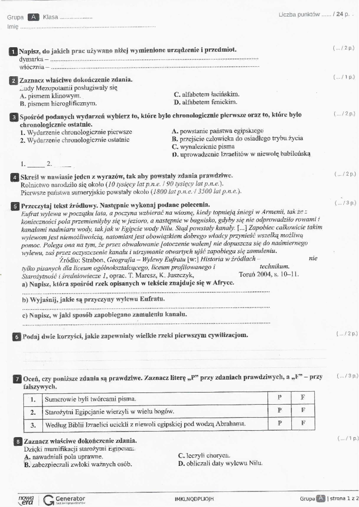 Sprawdzian Pierwsze Cywilizacje Nowa Era www.studocu.com