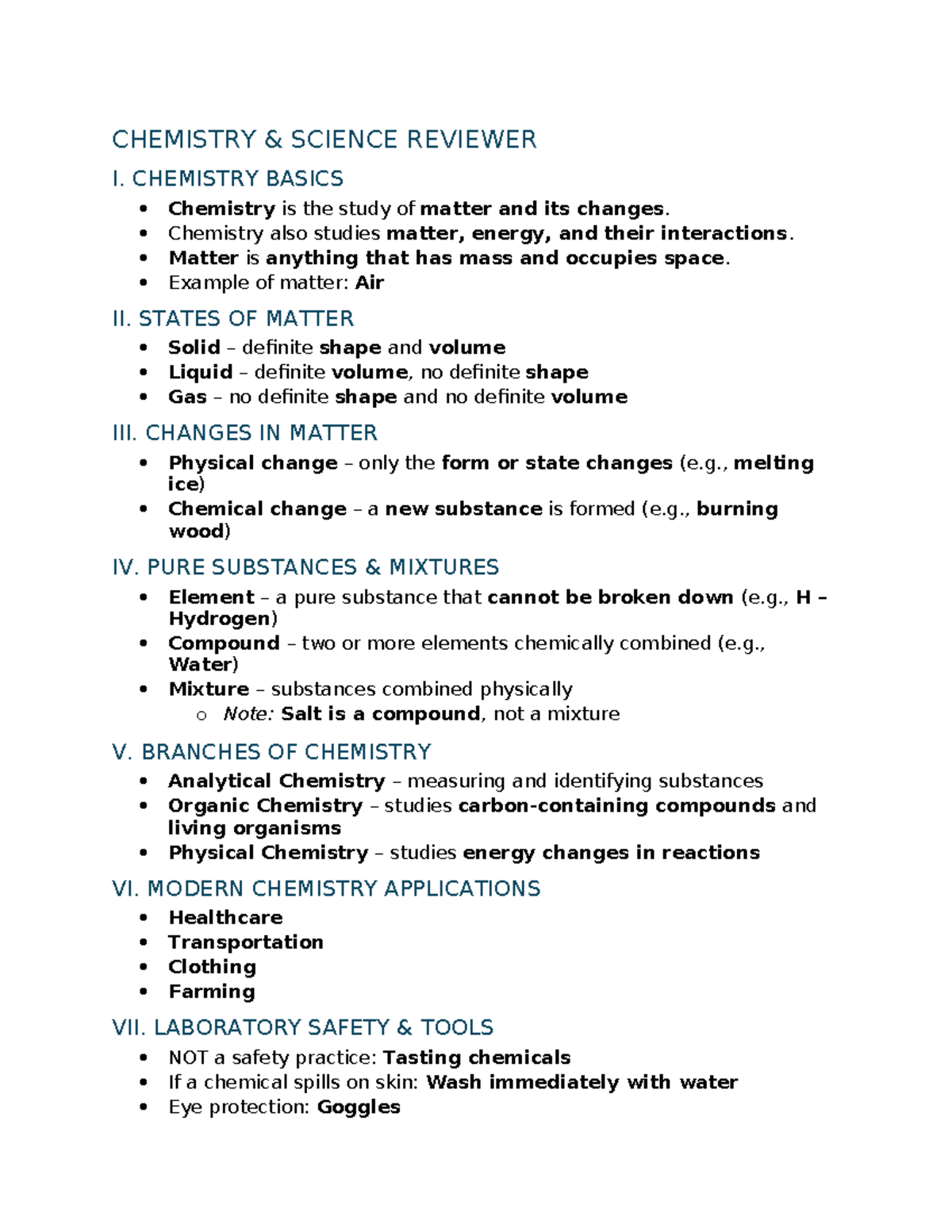 CHEM 101: Science & Chemistry Basics Reviewer - Studocu