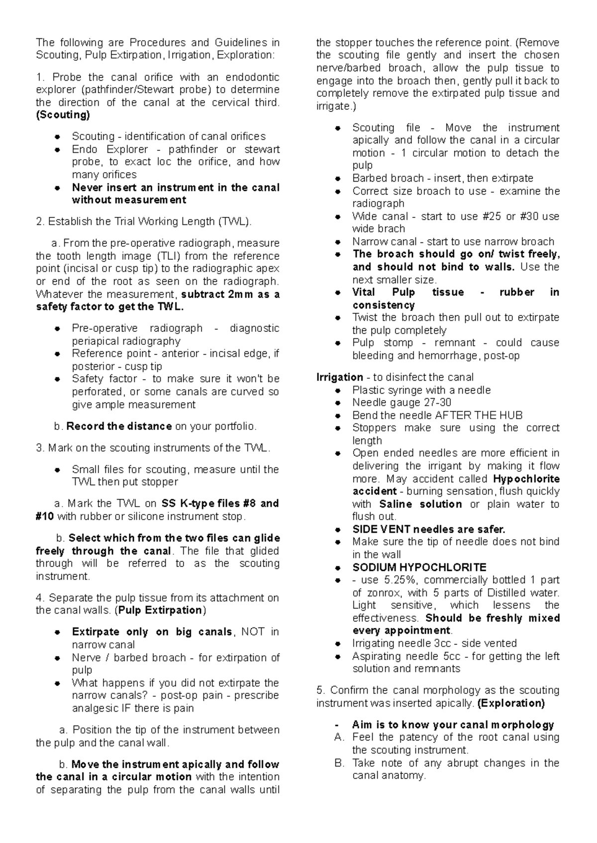 Endo Lab Procedures: Scouting, Pulp Extirpation & Irrigation Guide ...