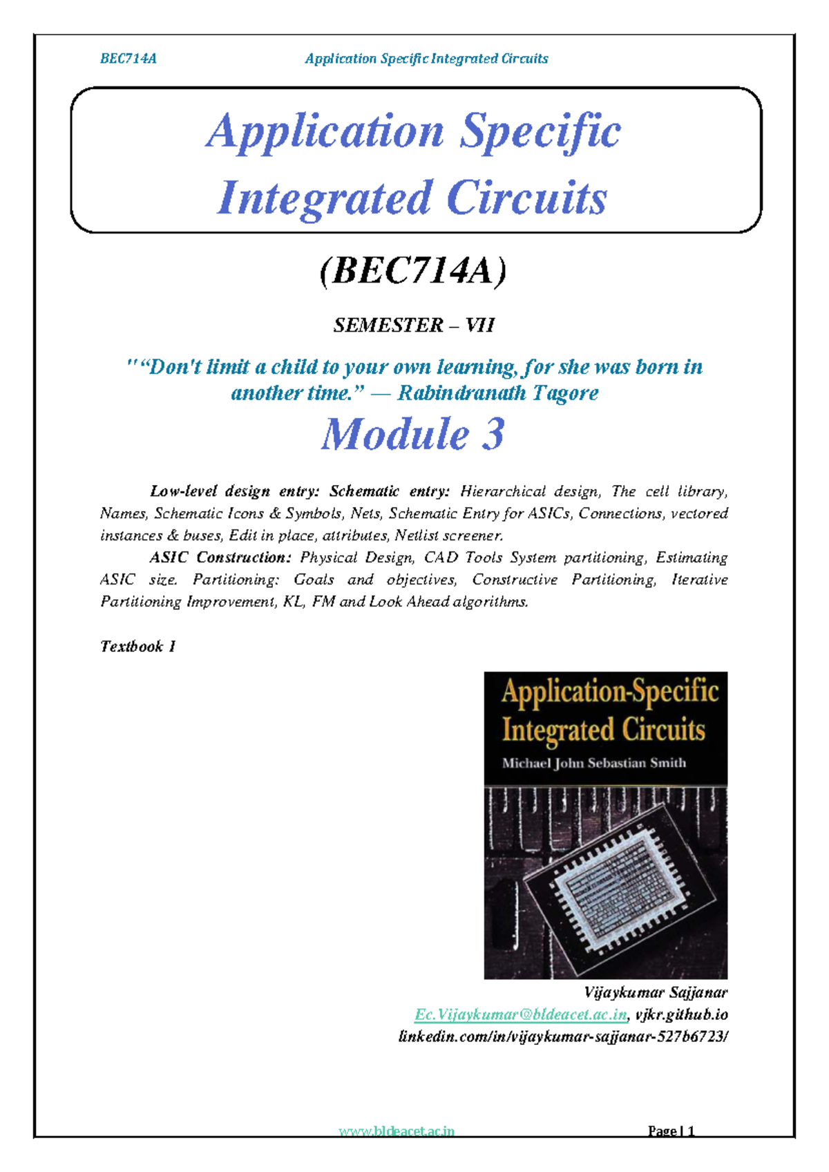 BEC714A ASIC Design Notes: Module 3 Overview and Techniques - Studocu