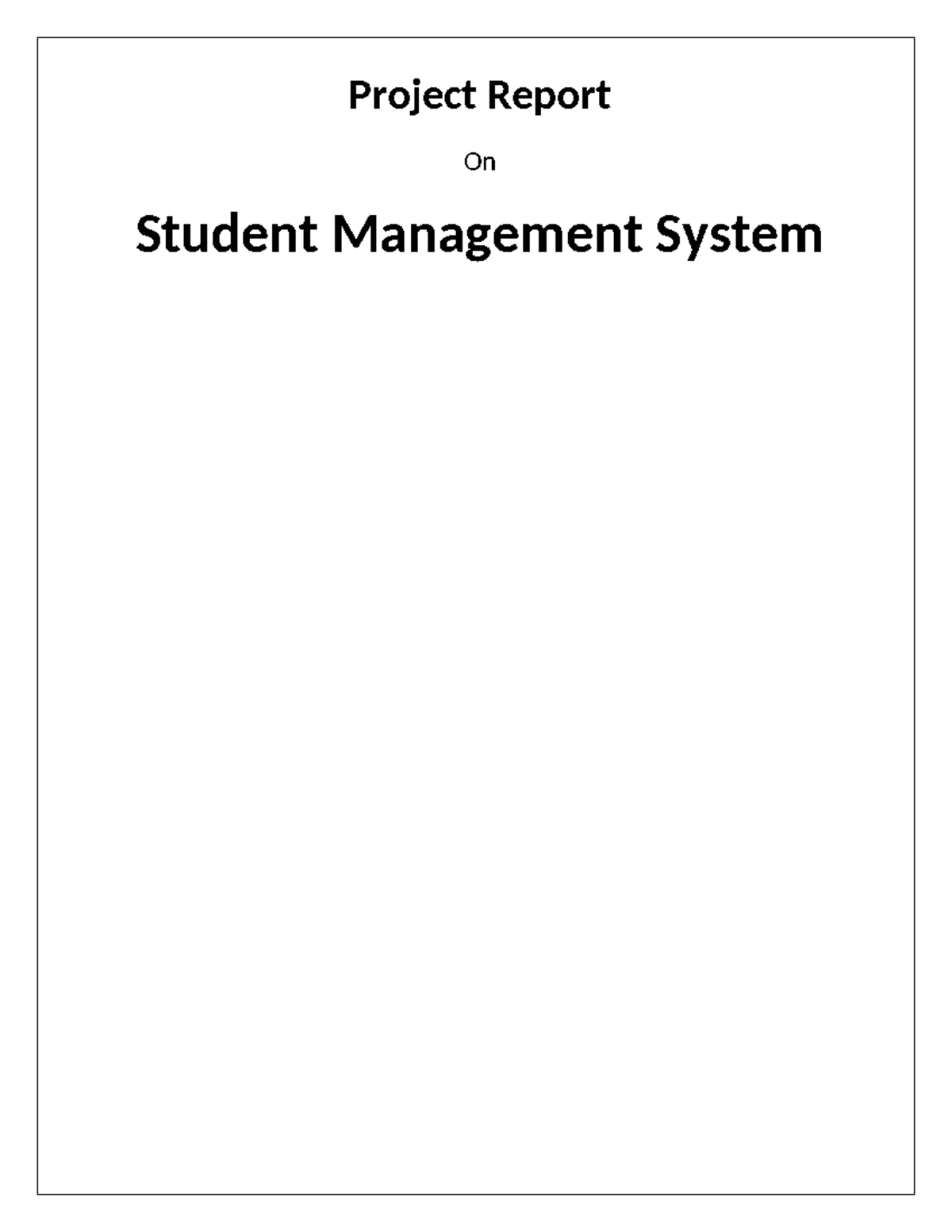 Student Management System Project Report - MS 101 - Studocu
