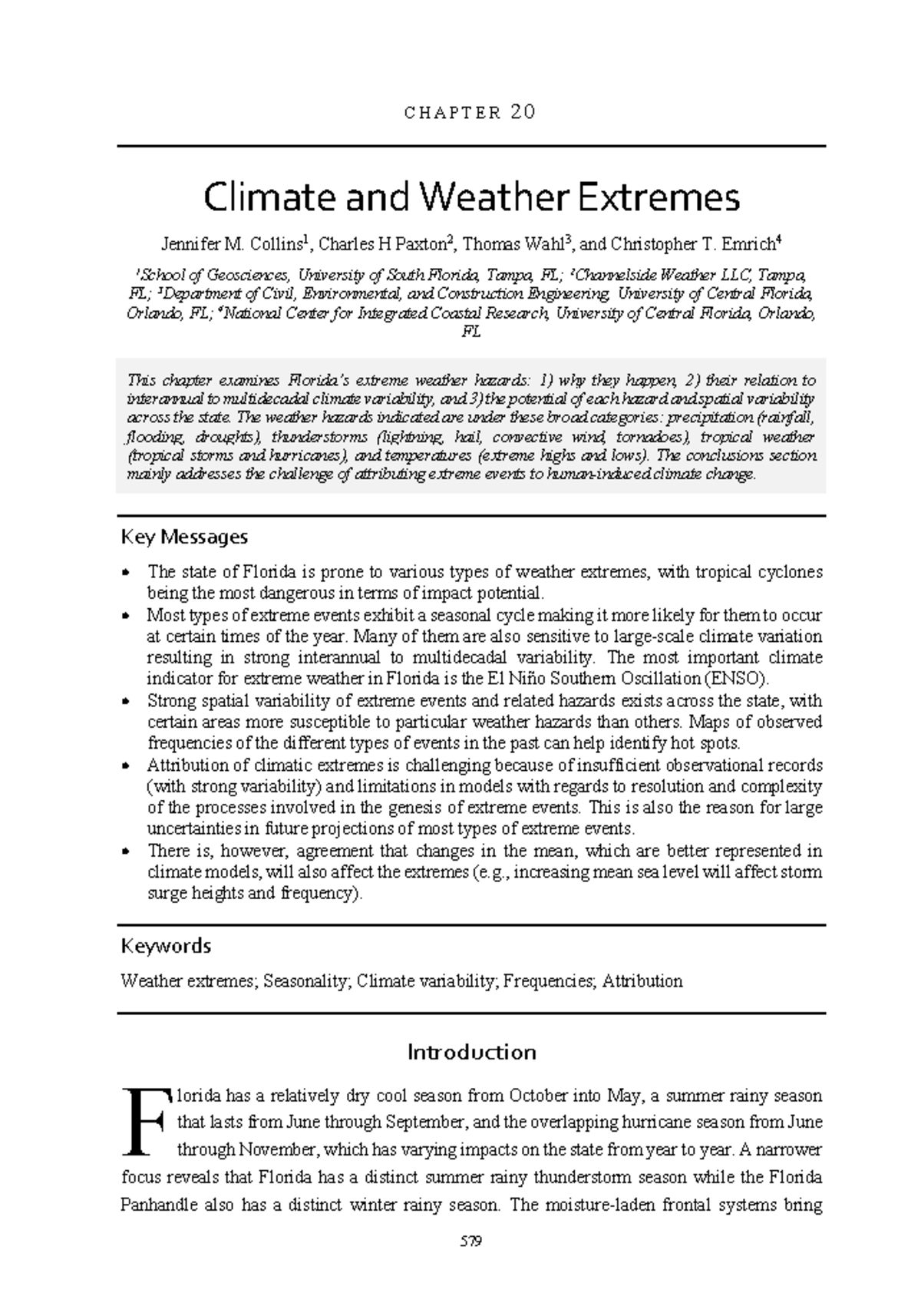 Florida's Climate and Weather Extremes: Insights from Chapter 20 Analysis - Studocu