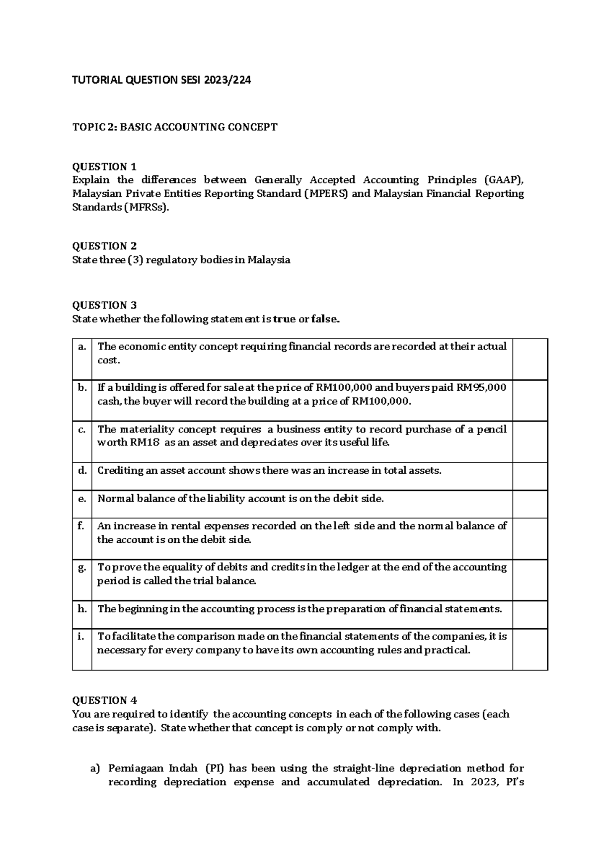 Akaun Tutorial Chapter 2 3 4 - TUTORIAL QUESTION SESI 2023/ TOPIC 2 ...
