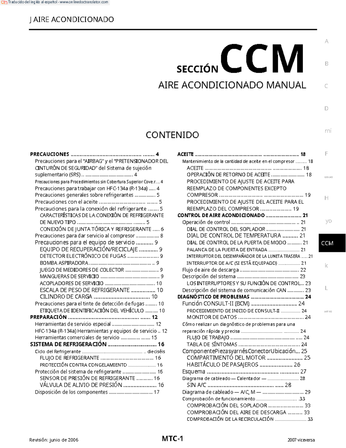Manual de Aire Acondicionado para Nissan Versa (EJS0056X) - Document Preview