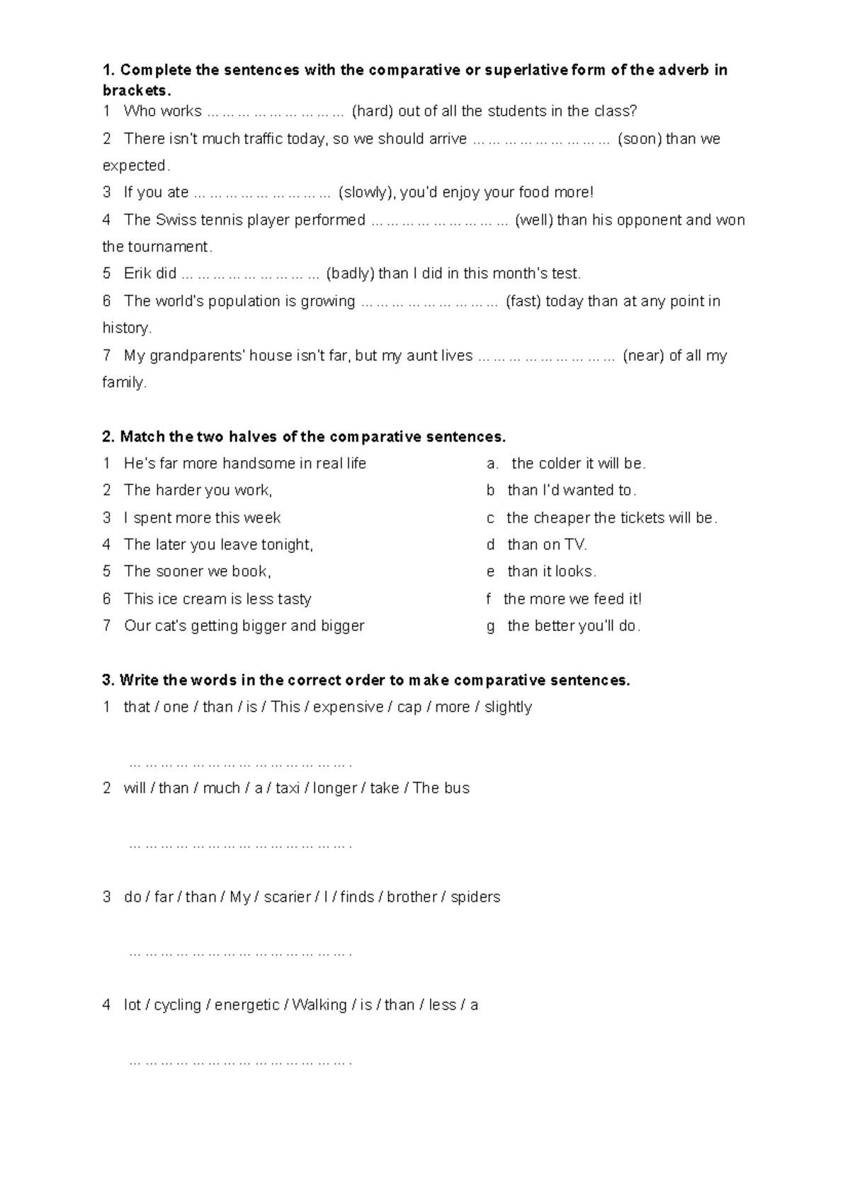 10A Comparative Forms Practice: Exercises and Answer Key - Studocu